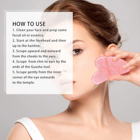 EsencialLuz – Piedra Gua Sha de Cuarzo Rosa para Masaje Facial