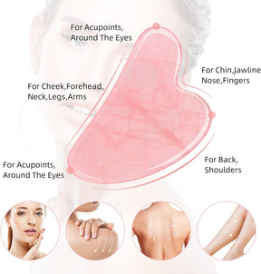 EsencialLuz – Piedra Gua Sha de Cuarzo Rosa para Masaje Facial
