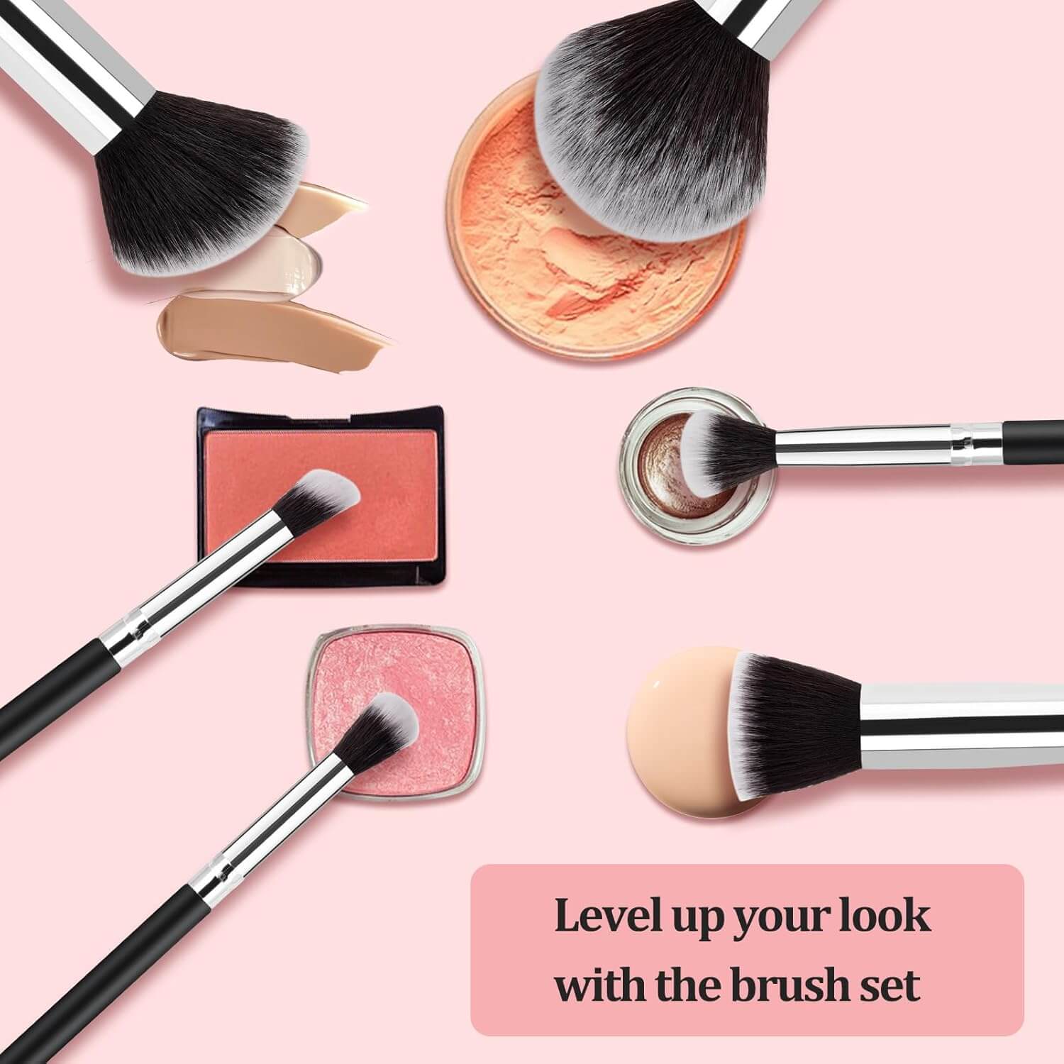 EsencialLuz – Set de Brochas de Maquillaje Profesional (Incluye Estuche)